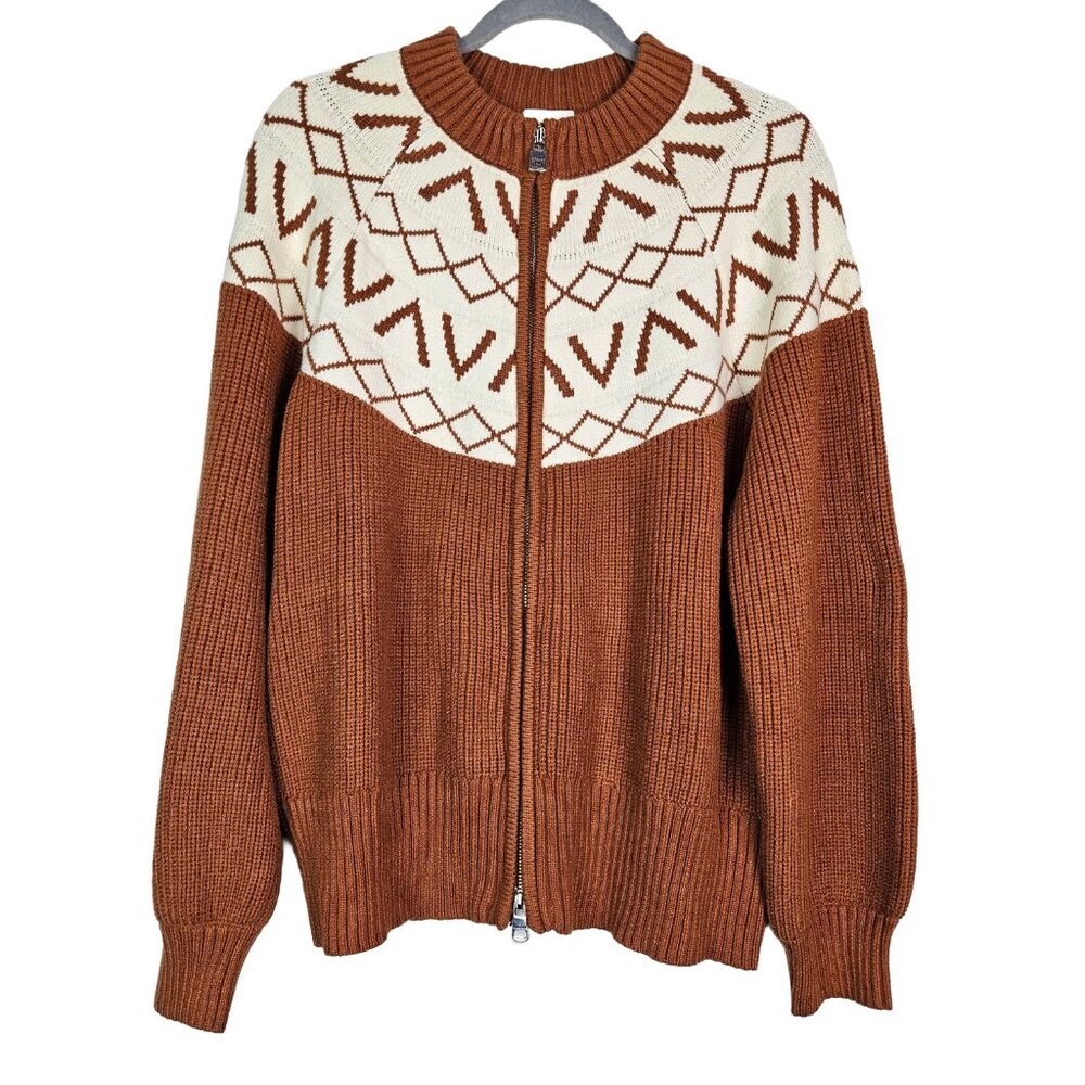 Varley Alys Fair Isle Knit Jacket Roasted Pecan M - Picture 2 of 8